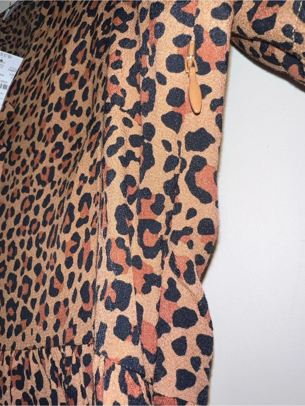 J. Crew Leopard Print Peplum Blouse Womens Size 2 Puff Sleeve Tie Front Top NWT